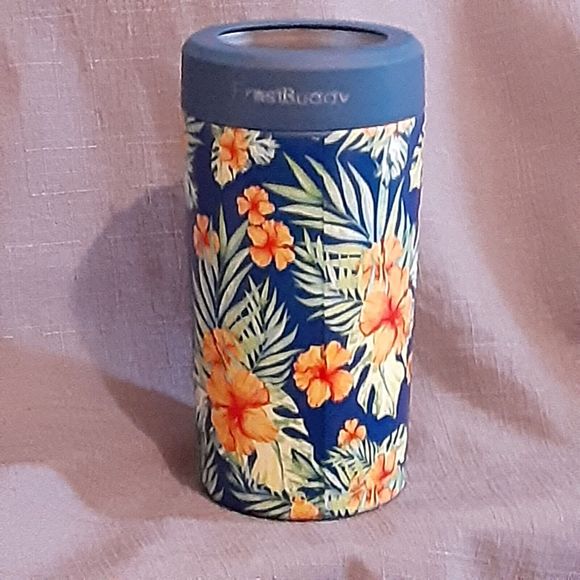 Frost Buddy Other - Frost Buddy Can Cozy Blue Floral Stainless Steel Holder 2541